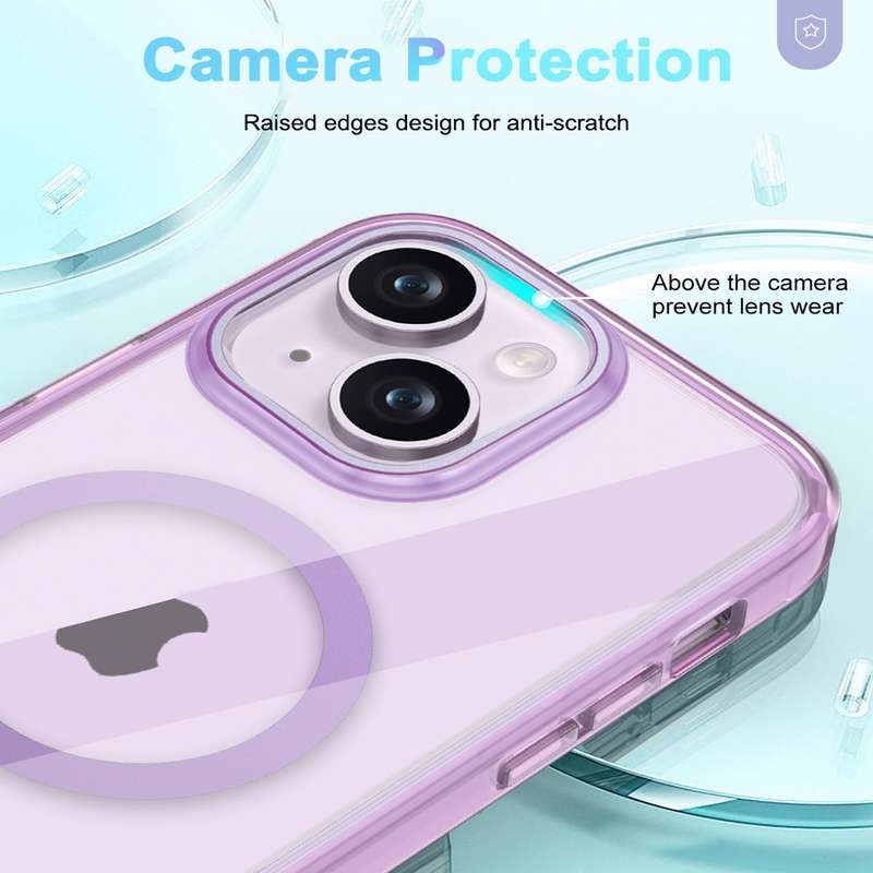 For iPhone 14 Colorful MagSafe Magnetic PC + TPU Phone Case(Light Purple)