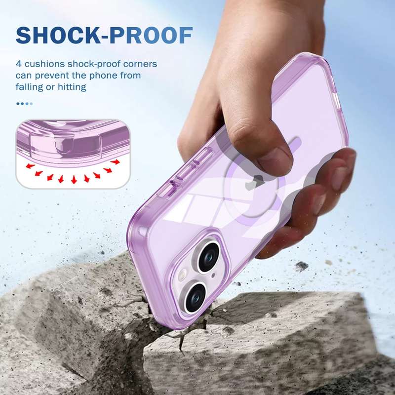 For iPhone 14 Colorful MagSafe Magnetic PC + TPU Phone Case(Light Purple)