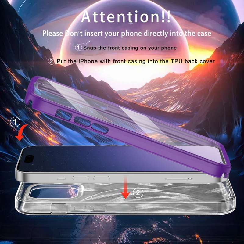 For iPhone 15 Pro IMD Gradient Feather PC + TPU Phone Case(Purple)