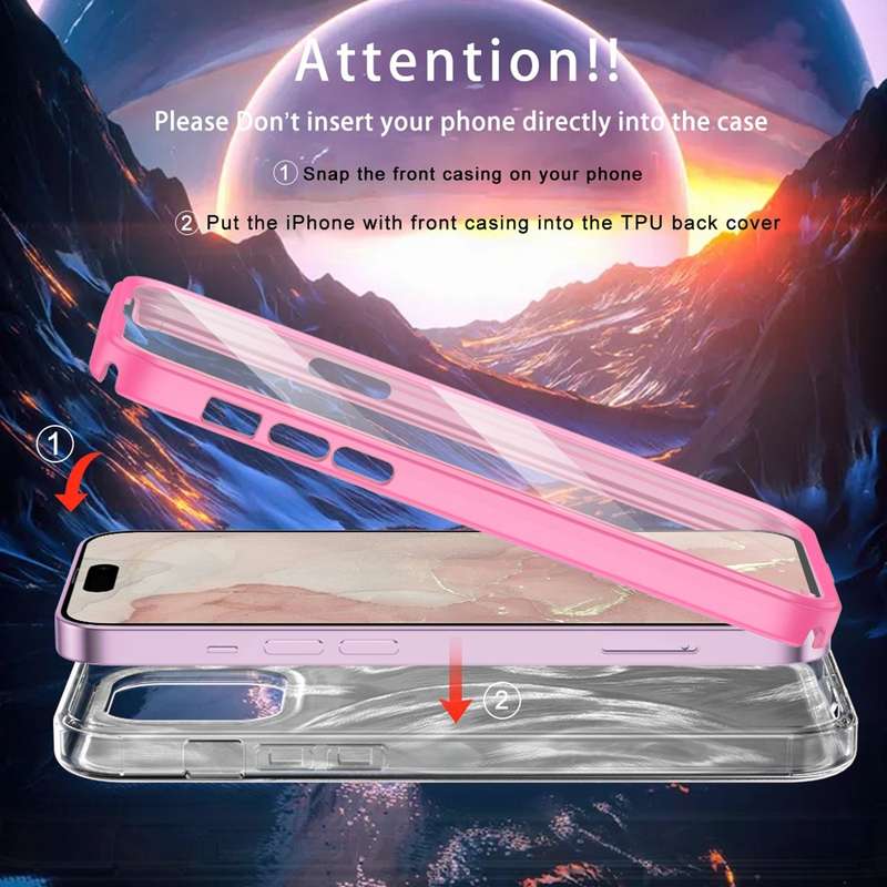 For iPhone 15 IMD Gradient Feather PC + TPU Phone Case(Rose Red)