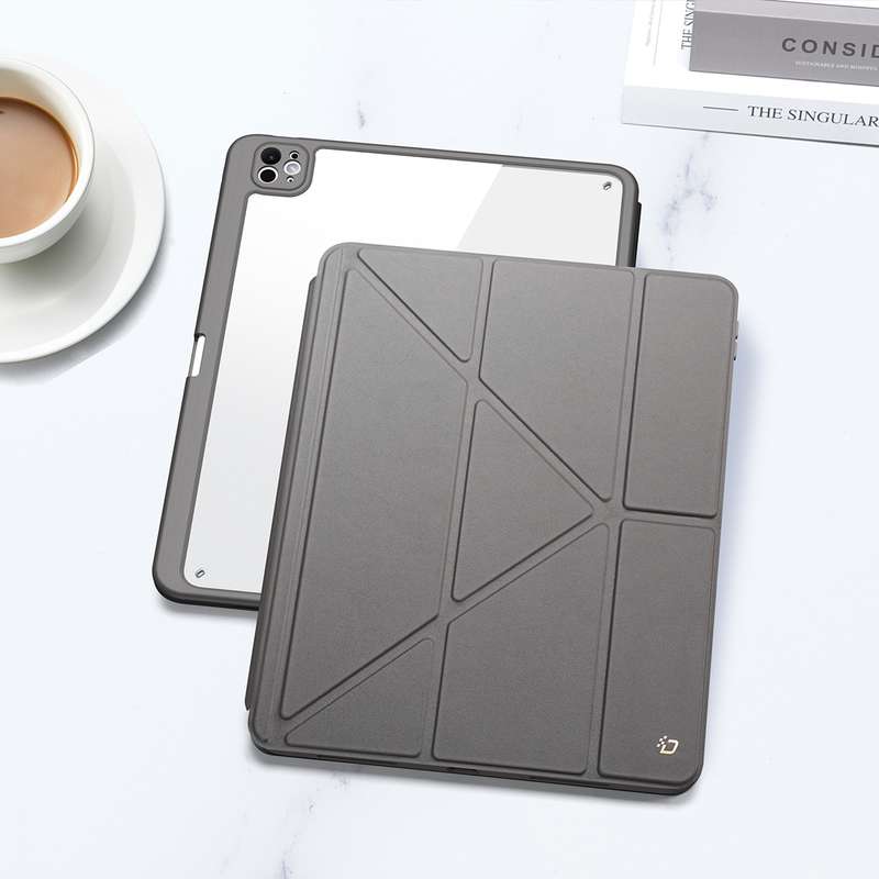 For iPad Pro 13 2024 DUX DUCIS Magi Series Smart Leather Tablet Case(Grey)