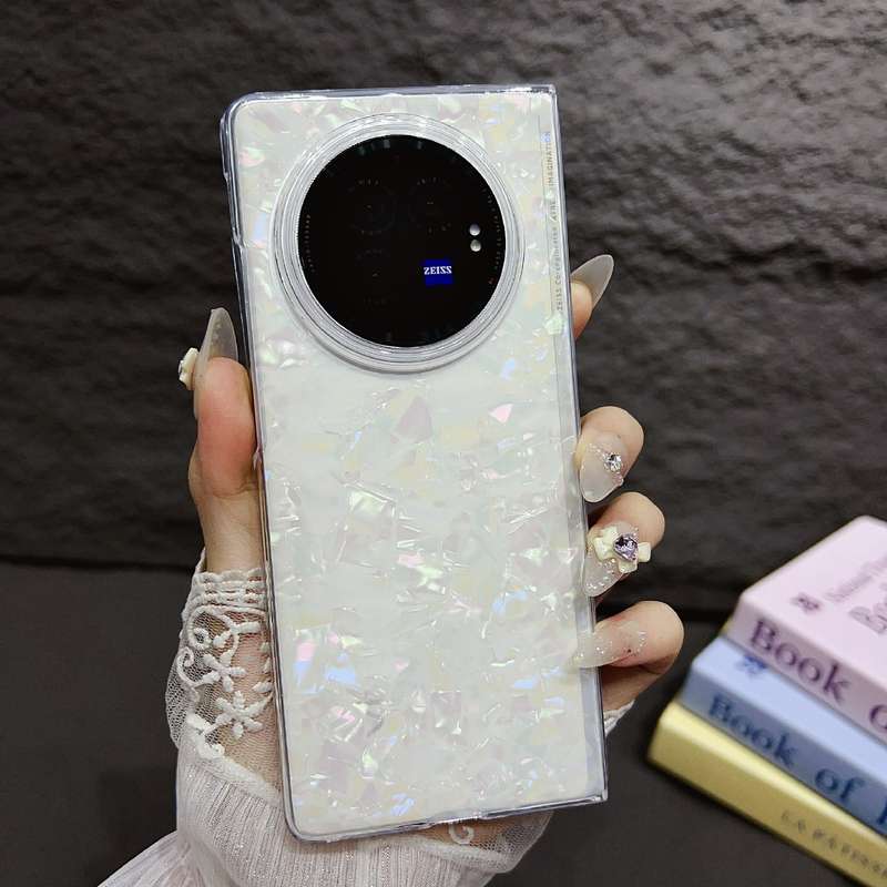For vivo X Fold3 Pro Pearlescent Shell Texture Phone Case(Beige)