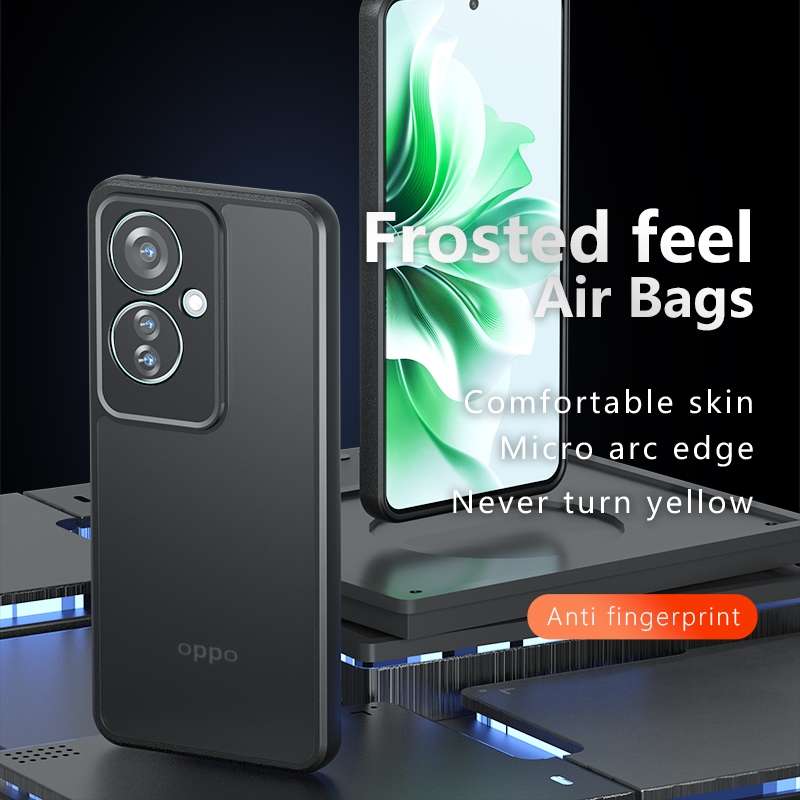 For OPPO Reno11 F Armor Precise Hole PC Hybrid TPU Phone Case(Frosted Black)