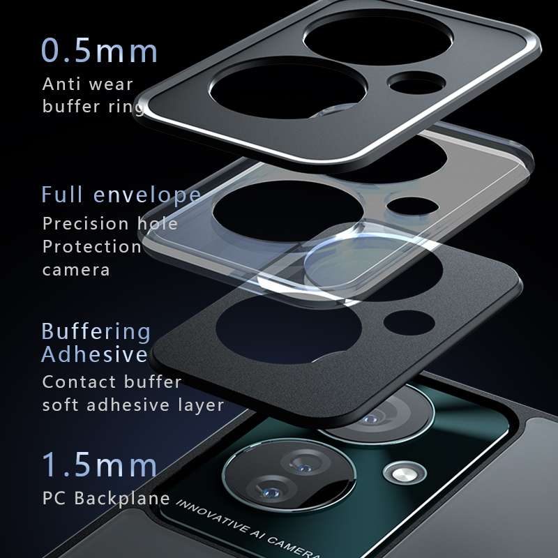 For OPPO Reno11 F Armor Precise Hole PC Hybrid TPU Phone Case(Frosted Black)