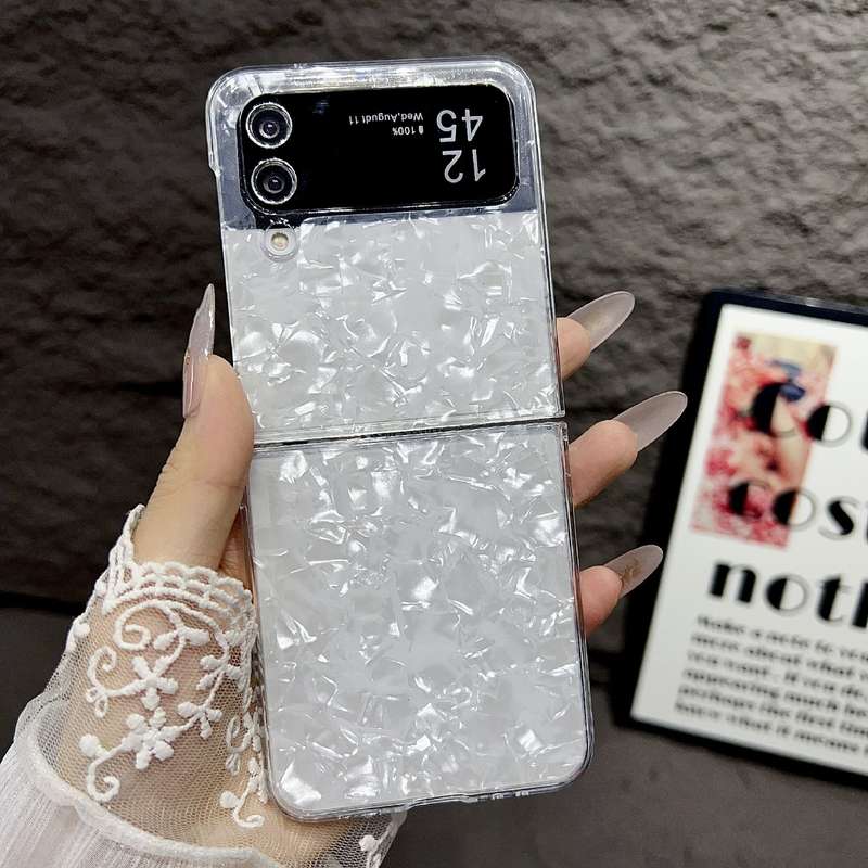 For Samsung Galaxy Z Flip3 / Flip4 Pearlescent Shell Texture Phone Case(White)