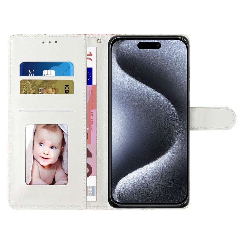 For iPhone 16 Pro 3D Pattern Leather Phone Case(Blue Base Apricot Flower)