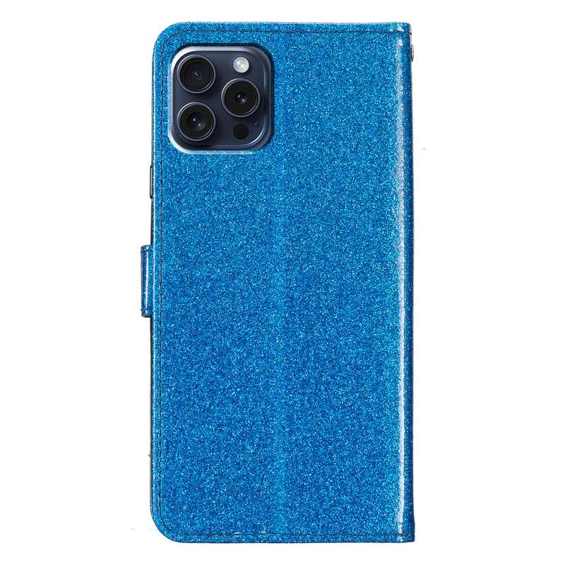 For iPhone 16 Pro Glitter Powder Flip Leather Phone Case(Blue)
