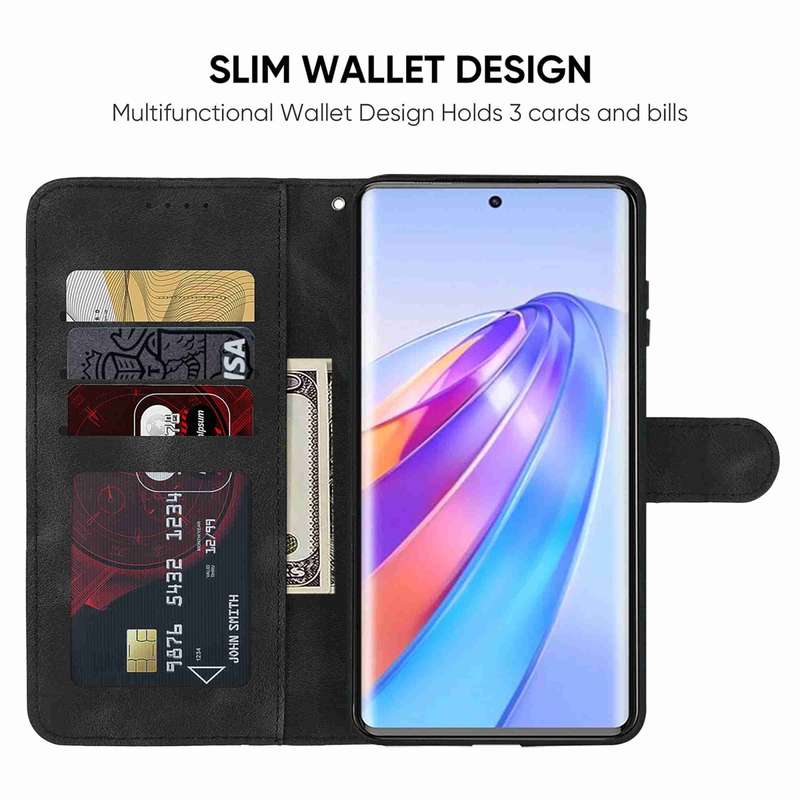 For Honor X9a Skin Feel Geometric Lines Leather Phone Case(Black)