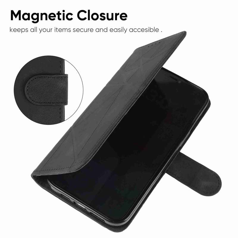 For Honor X9a Skin Feel Geometric Lines Leather Phone Case(Black)