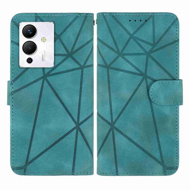 For Xiaomi Redmi Note 12 5G Global Skin Feel Geometric Lines Leather Phone Case(Green)