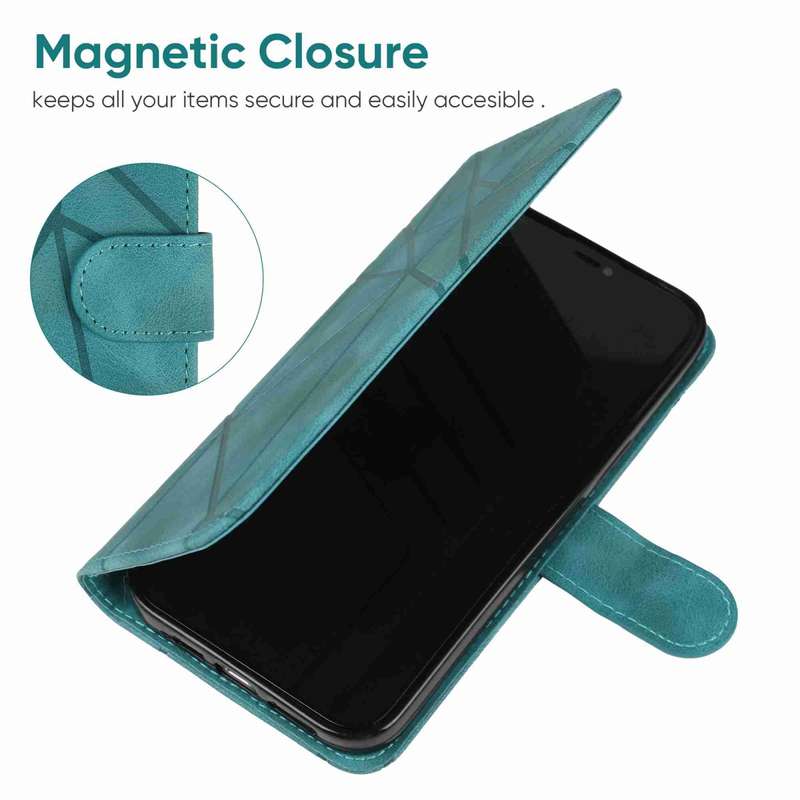 For Xiaomi Redmi Note 12 5G Global Skin Feel Geometric Lines Leather Phone Case(Green)