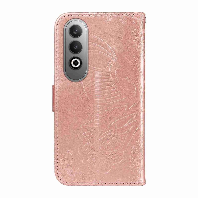 For OnePlus Nord CE4 Swallowtail Butterfly Embossed Leather Phone Case(Rose Gold)