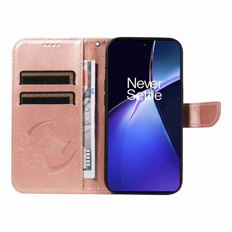 For OnePlus Nord CE4 Swallowtail Butterfly Embossed Leather Phone Case(Rose Gold)