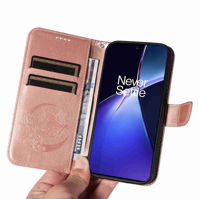 For OnePlus Nord CE4 Swallowtail Butterfly Embossed Leather Phone Case(Rose Gold)