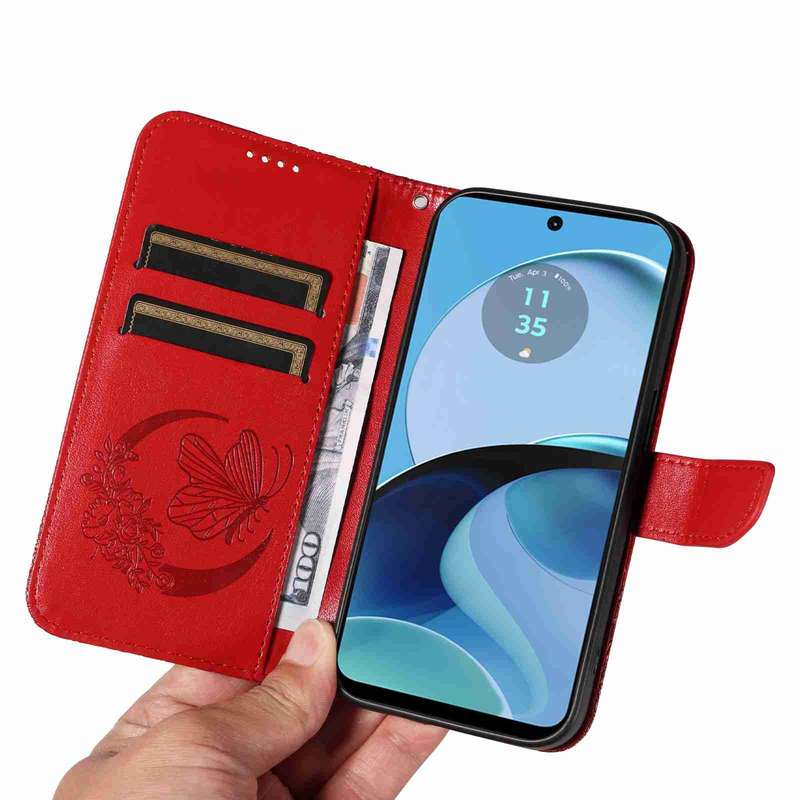 For vivo Y21 / Y21s / Y33s Swallowtail Butterfly Embossed Leather Phone Case(Red)