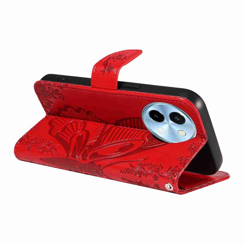 For vivo Y38 5G / Y200i / T3x Swallowtail Butterfly Embossed Leather Phone Case(Red)