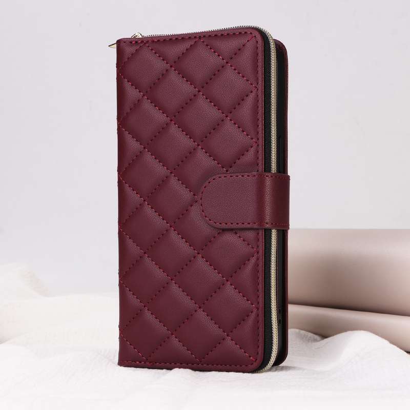 For iPhone 11 Pro Max Crossbody Rhombic Zipper Tower Buckle Leather Phone Case with Lanyard(Win