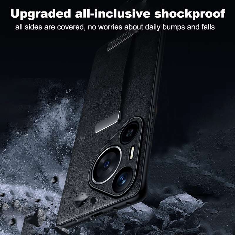 For Huawei Pura 70 Ultra SULADA PC + Leather Texture Skin Feel Shockproof Phone Case(Black)