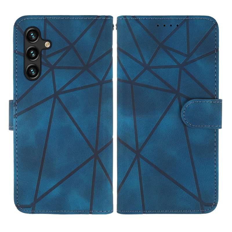 For Samsung Galaxy A24 4G Skin Feel Geometric Lines Leather Phone Case(Blue)
