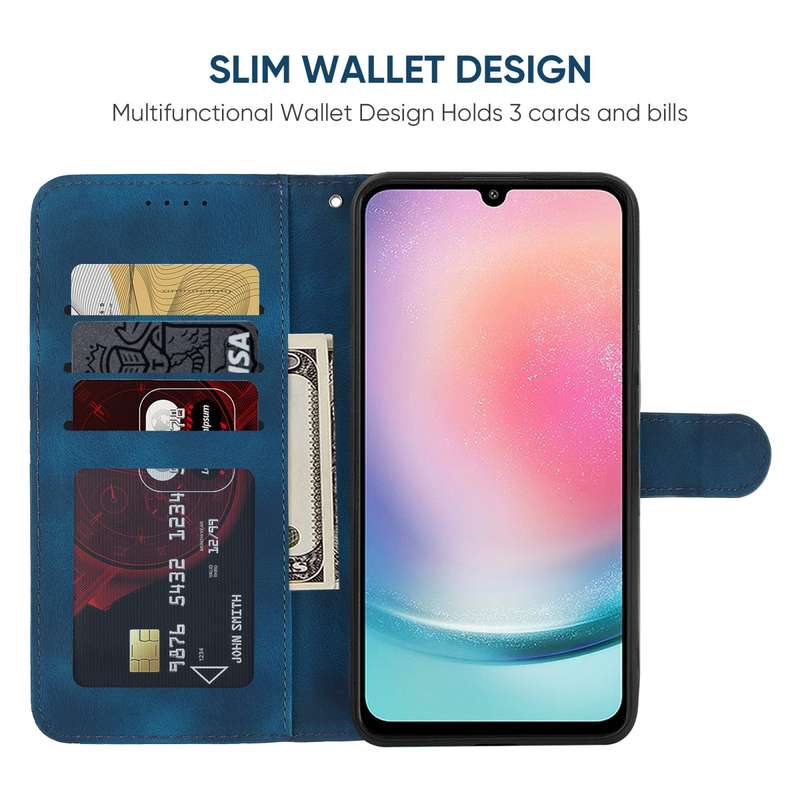 For Samsung Galaxy A24 4G Skin Feel Geometric Lines Leather Phone Case(Blue)