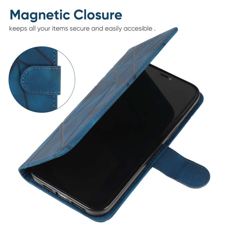 For Samsung Galaxy A24 4G Skin Feel Geometric Lines Leather Phone Case(Blue)