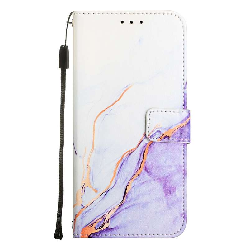 For vivo Y03 4G Global PT003 Marble Pattern Flip Leather Phone Case(White Purple)
