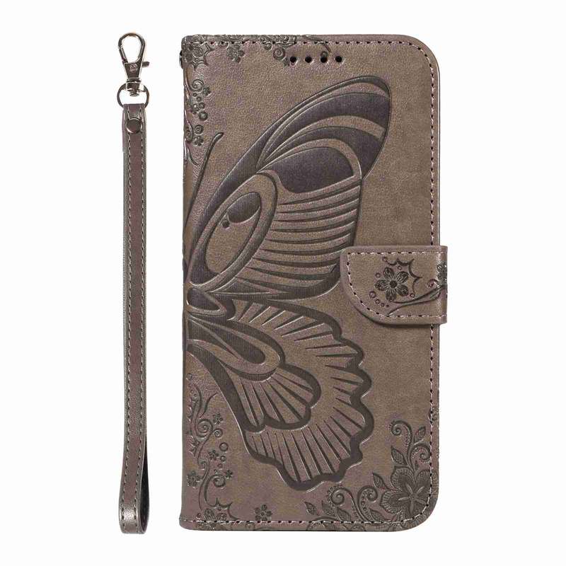 For Xiaomi Mi 11T / 11T Pro Swallowtail Butterfly Embossed Leather Phone Case(Grey)