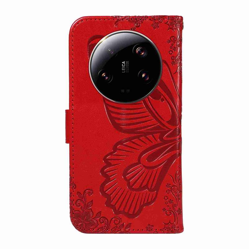 For Xiaomi 13 Ultra Swallowtail Butterfly Embossed Leather Phone Case(Red)