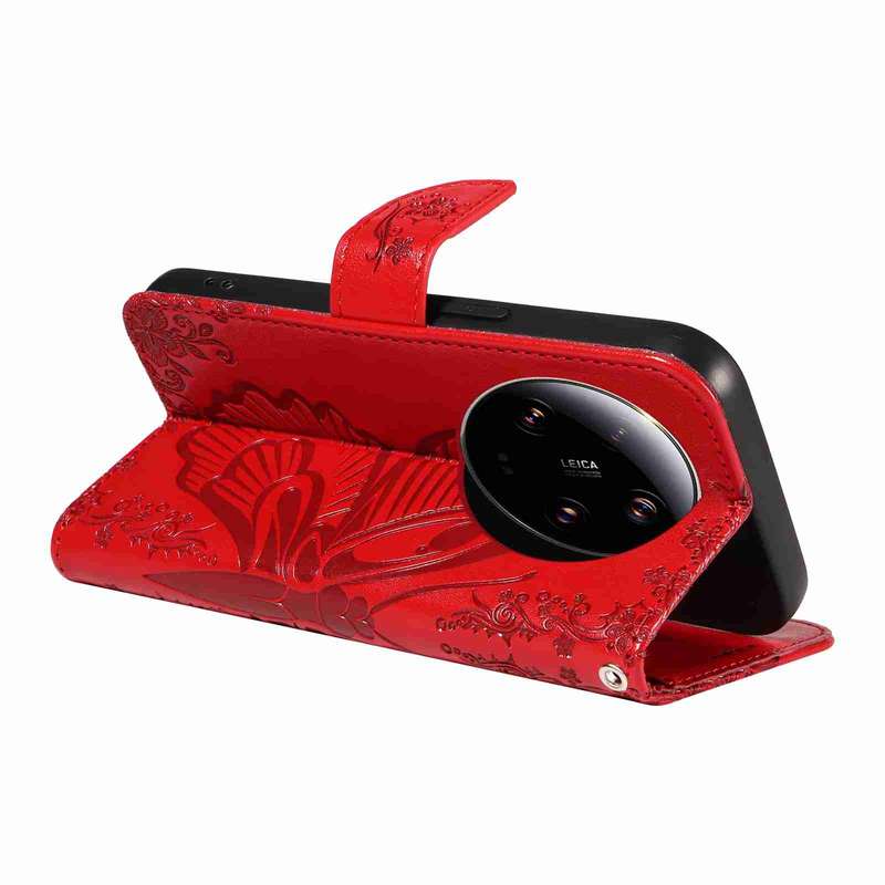 For Xiaomi 13 Ultra Swallowtail Butterfly Embossed Leather Phone Case(Red)