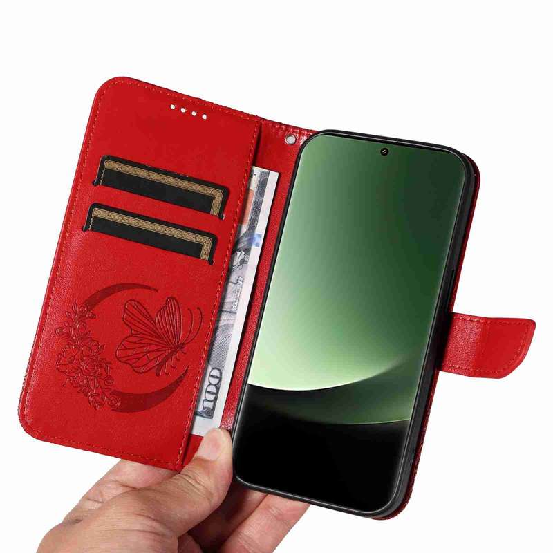 For Xiaomi 13 Ultra Swallowtail Butterfly Embossed Leather Phone Case(Red)