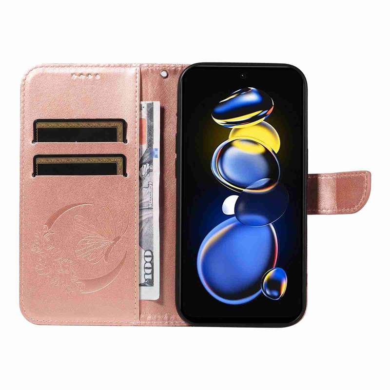 For Xiaomi Poco X4 GT Swallowtail Butterfly Embossed Leather Phone Case(Rose Gold)