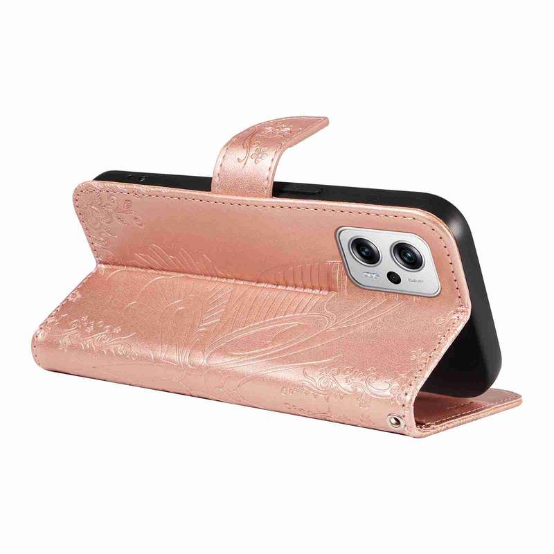 For Xiaomi Poco X4 GT Swallowtail Butterfly Embossed Leather Phone Case(Rose Gold)