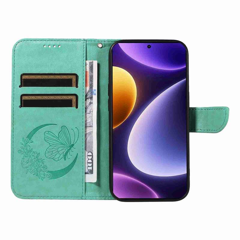 For Xiaomi Redmi Note 12 Turbo / Poco F5 Swallowtail Butterfly Embossed Leather Phone Case(Gree