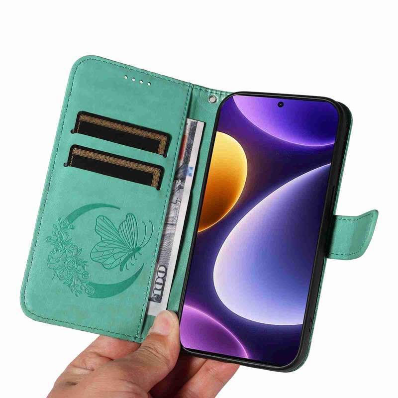 For Xiaomi Redmi Note 12 Turbo / Poco F5 Swallowtail Butterfly Embossed Leather Phone Case(Gree