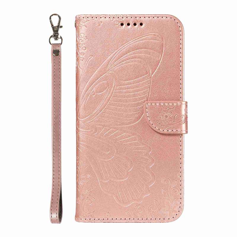 For Xiaomi Poco X5 5G Swallowtail Butterfly Embossed Leather Phone Case(Rose Gold)