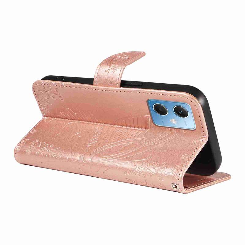 For Xiaomi Poco X5 5G Swallowtail Butterfly Embossed Leather Phone Case(Rose Gold)