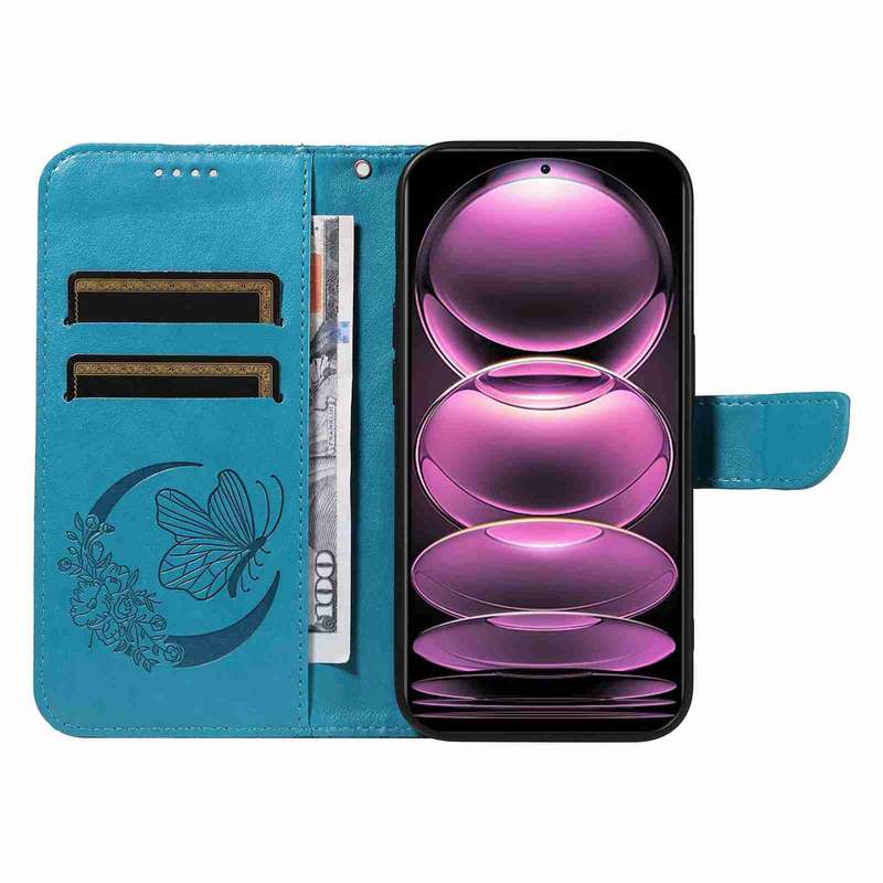 For Xiaomi Redmi Note 12 Pro 5G Global Swallowtail Butterfly Embossed Leather Phone Case(Blue)