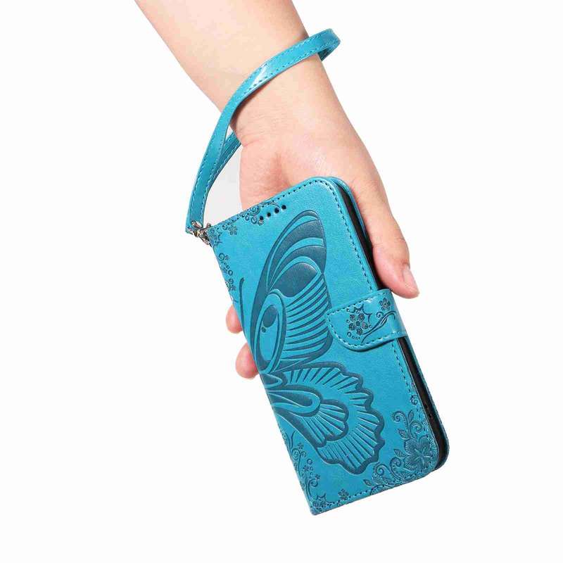 For Xiaomi Redmi Note 12 Pro 5G Global Swallowtail Butterfly Embossed Leather Phone Case(Blue)
