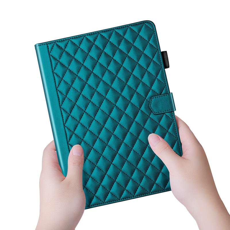 For iPad Pro 11 2024 Rhombus Lattice Leather Smart Tablet Case(Dark Green)