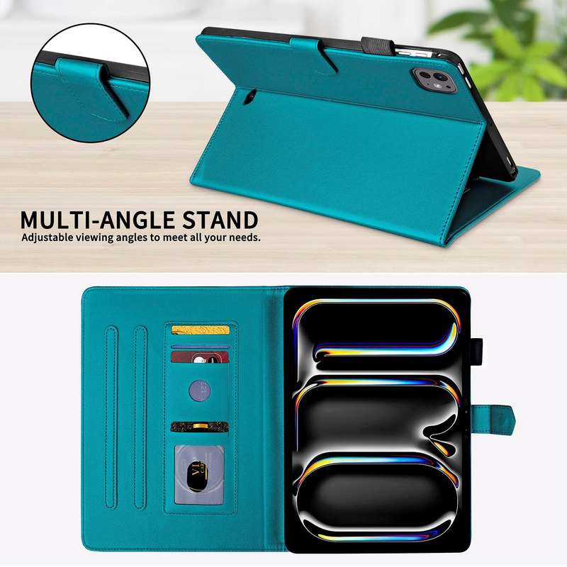 For iPad Pro 11 2024 Rhombus Lattice Leather Smart Tablet Case(Dark Green)