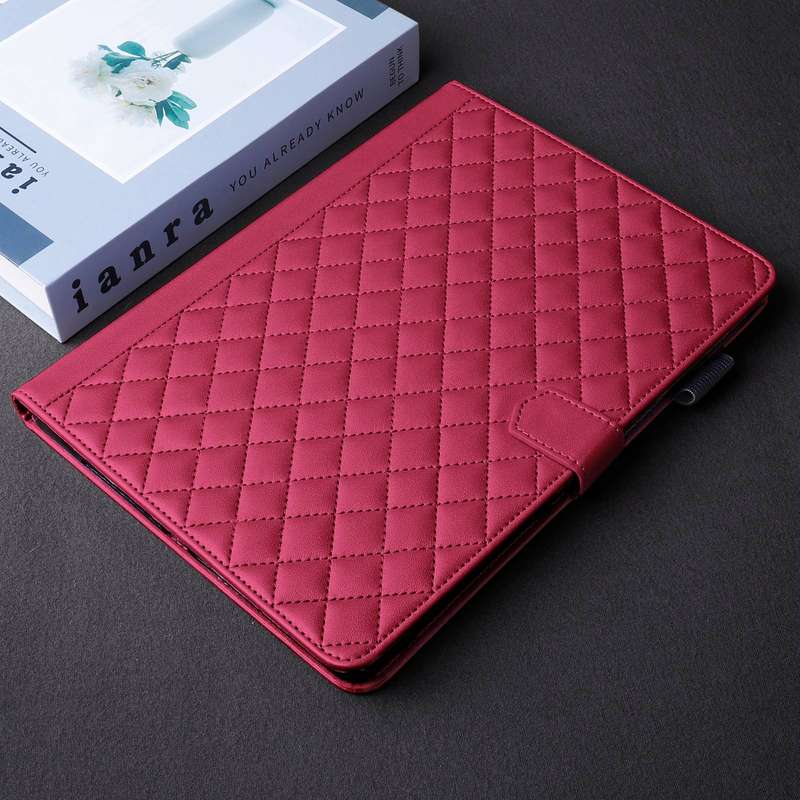For iPad 10th Gen 10.9 2022 Rhombus Lattice Leather Smart Tablet Case(Red)
