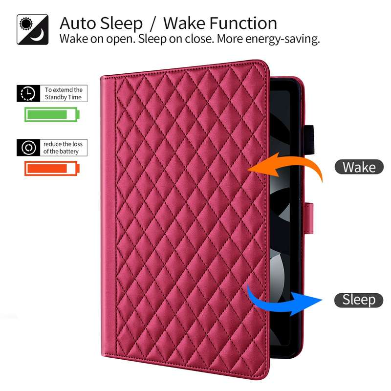For iPad 10th Gen 10.9 2022 Rhombus Lattice Leather Smart Tablet Case(Red)