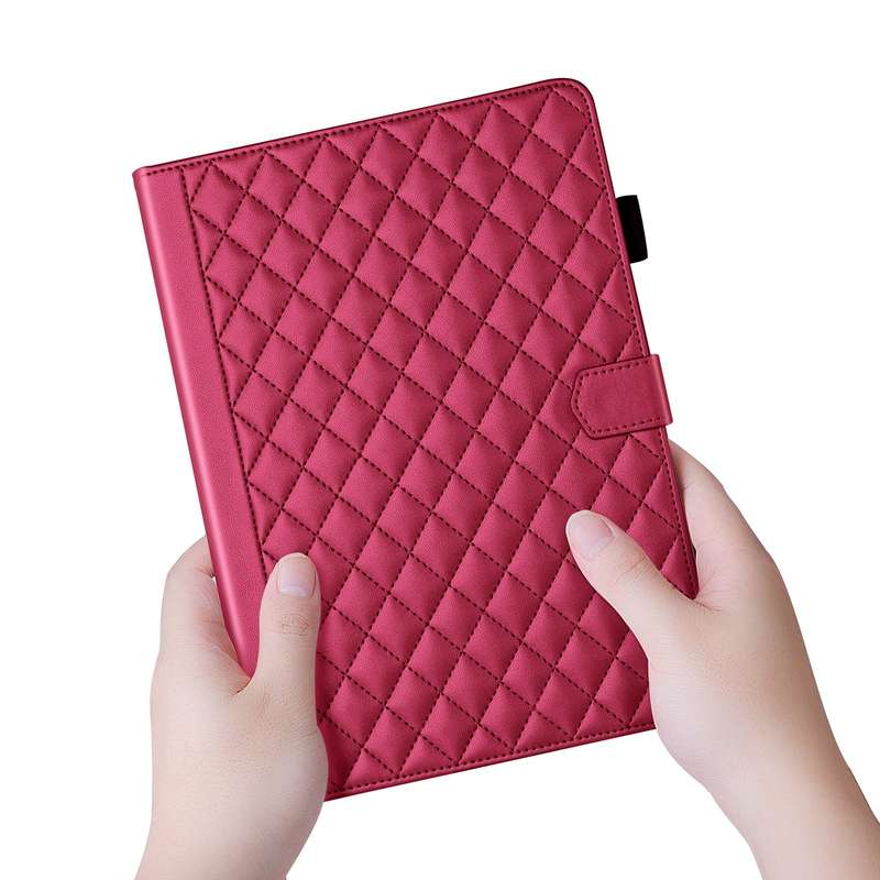 For iPad 10th Gen 10.9 2022 Rhombus Lattice Leather Smart Tablet Case(Red)