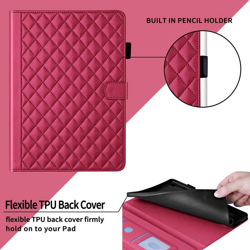 For iPad 10th Gen 10.9 2022 Rhombus Lattice Leather Smart Tablet Case(Red)