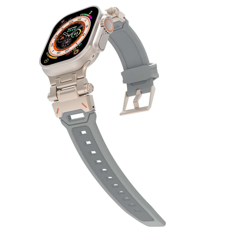 For Apple Watch Series 7 45mm Stainless Steel Connector TPU Watch Band(Titanium Grey)