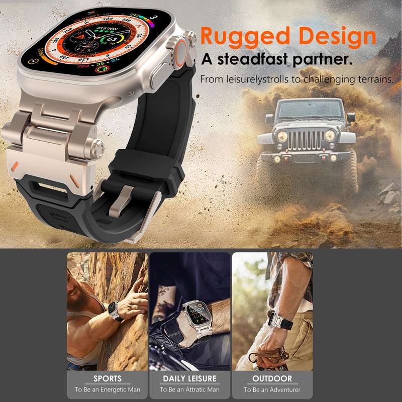 For Apple Watch Series 4 44mm Stainless Steel Connector TPU Watch Band(Titanium Grey)