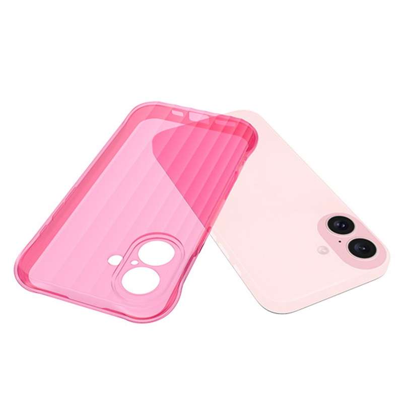 For iPhone 16 Plus Water Ripple Fine Hole TPU Phone Case(Pink)