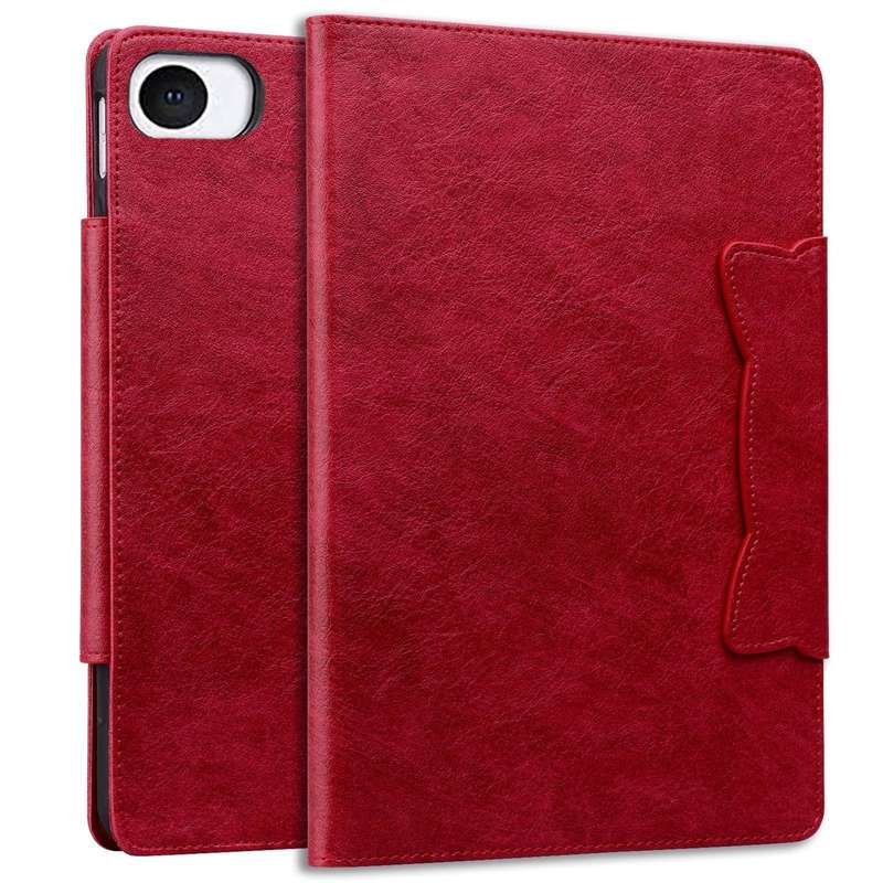 For iPad mini 5 / 4 / 3 / 2 / 1 Cat Buckle Leather Smart Tablet Case(Red)