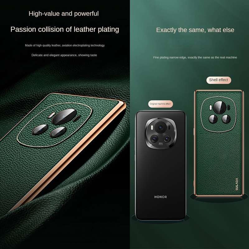 For Honor Magic5 Pro SULADA TPU + Litchi Texture Leather Phone Case(Black)