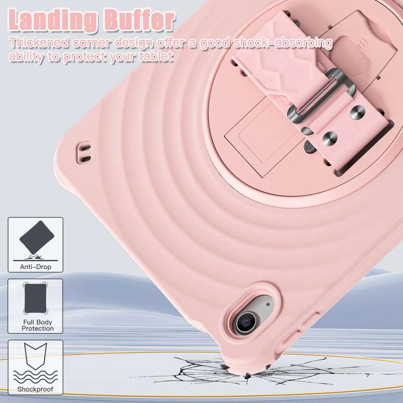 For iPad 10th Gen 10.9 2022 Rotation Holder Silicone Hybrid PC Tablet Case(Pink)